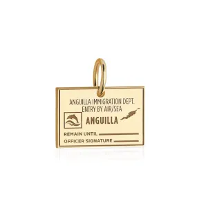 Anguilla Passport Stamp Charm Charm Solid Gold