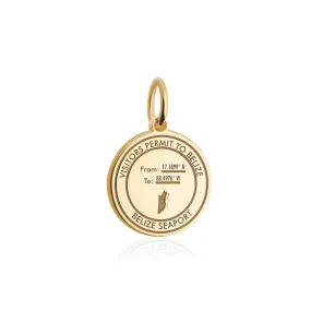 Belize Passport Stamp Charm Solid Gold