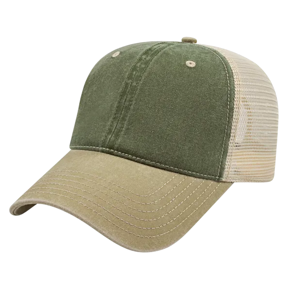 Cap America Custom Embroidered Hat with Logo - Washed Pigment Dyed Trucker Mesh Cap i3027