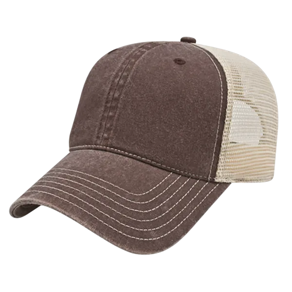 Cap America Custom Embroidered Hat with Logo - Washed Pigment Dyed Trucker Mesh Cap i3027